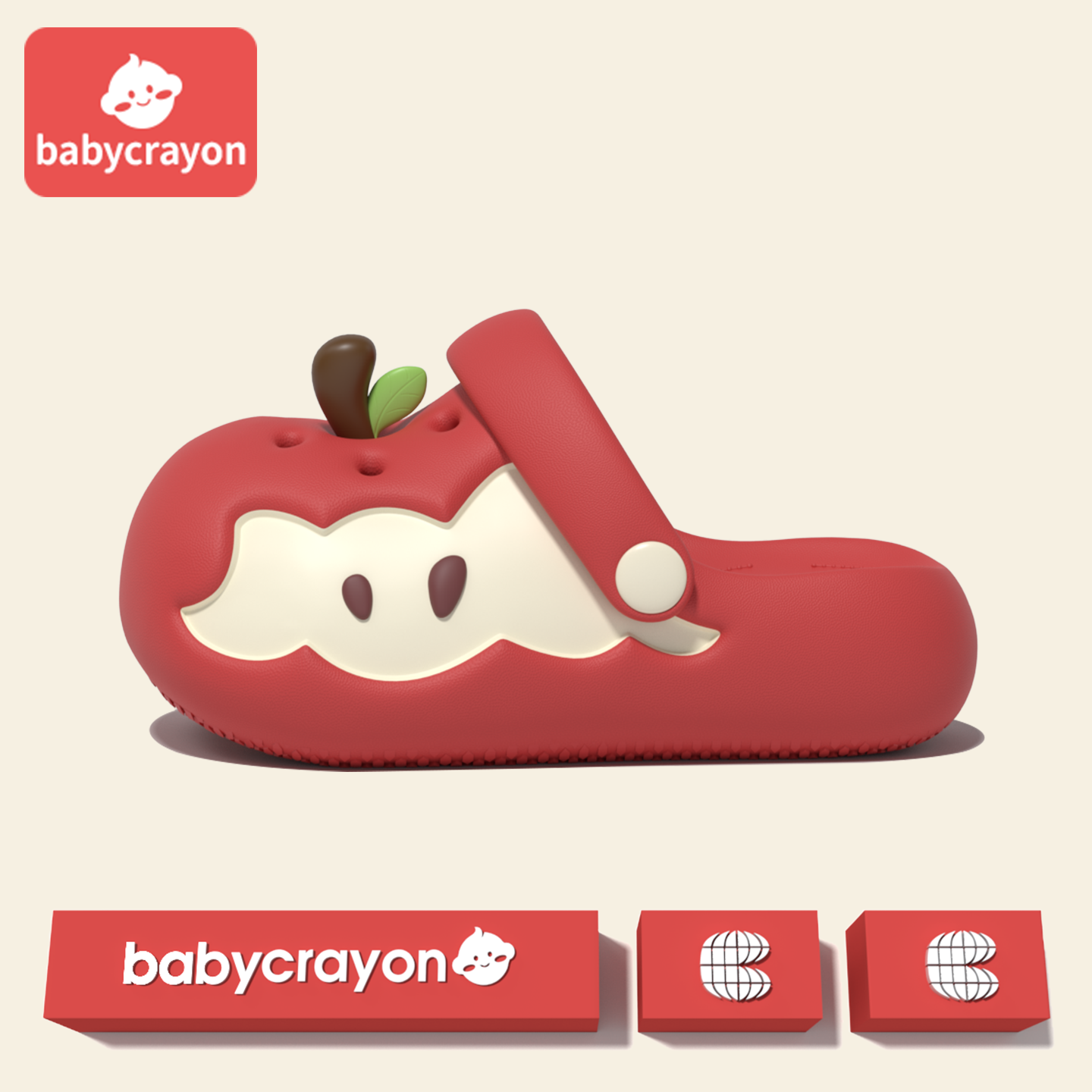 babycrayon苹果儿童洞洞鞋女童2025夏季新款防滑室内宝宝拖鞋女孩