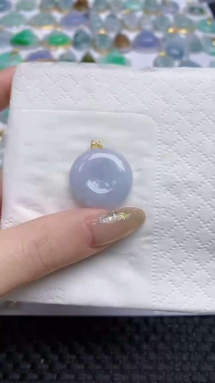 【闪购商品】翡翠颈饰18K金镶嵌天然A货翡翠 