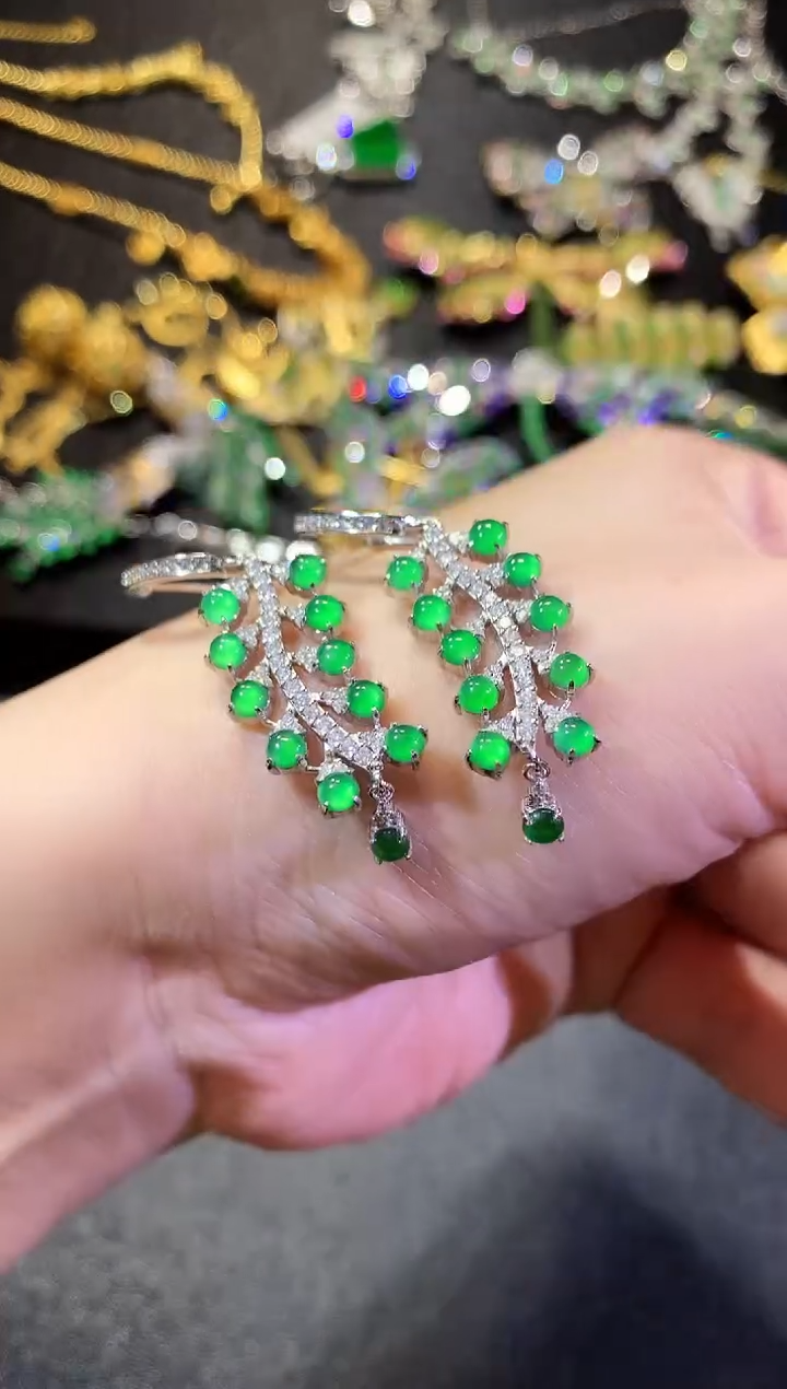 【闪购商品】翡翠耳饰银S925镶嵌254耳饰（多样性发货一件