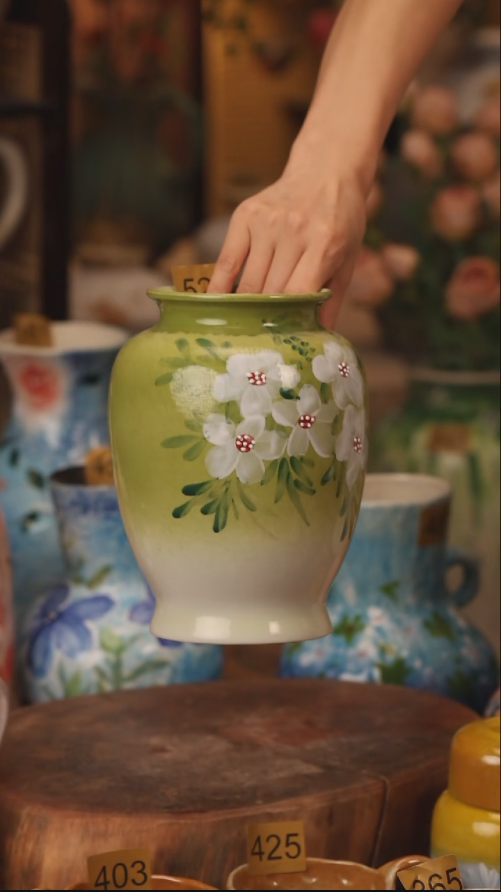 陶瓷529景德镇设计师手作花器摆件侘寂风