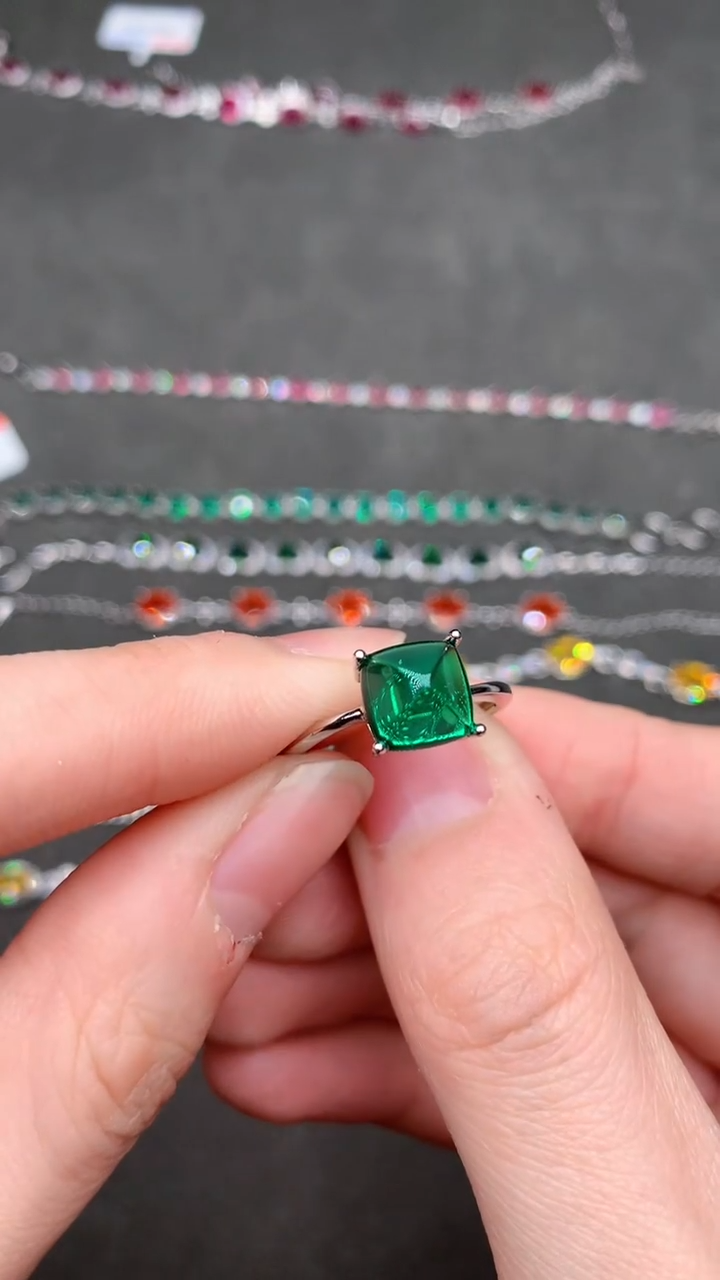 【闪购商品】祖母绿戒指银S925镶嵌·······