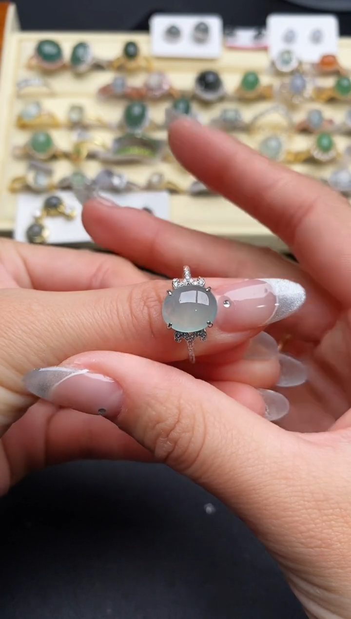 【闪购商品】翡翠戒指银S925镶嵌777777777+2