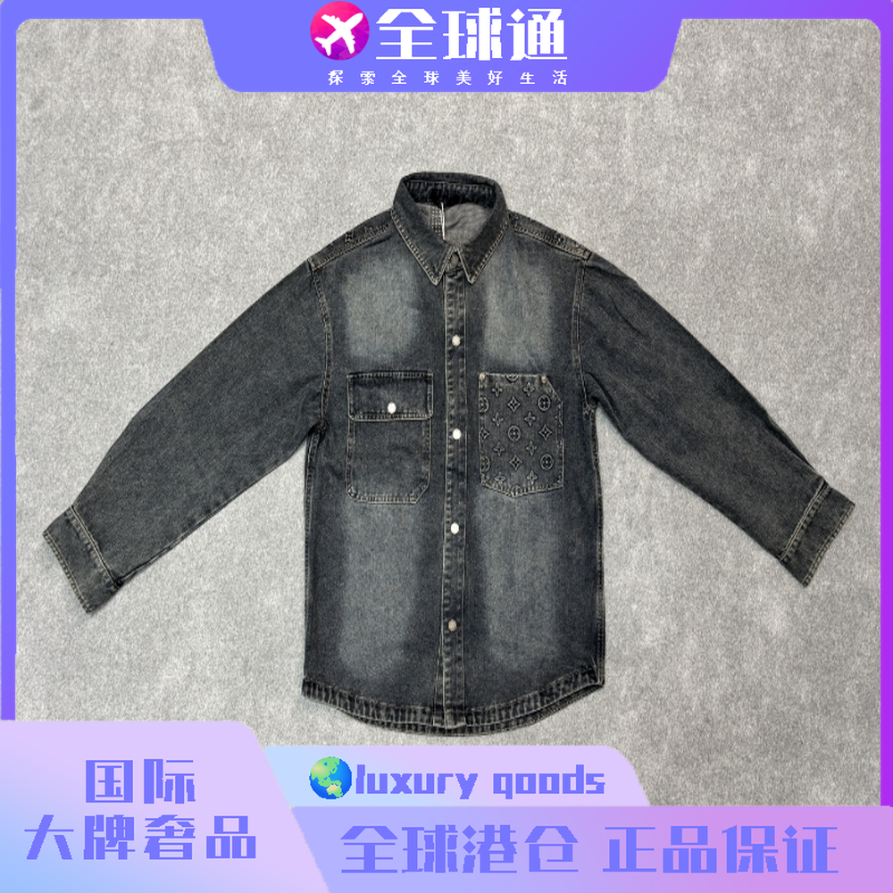 美区大牌奢品-YL2702-秋季翻领复古水洗夹克时尚牛仔外套黑色