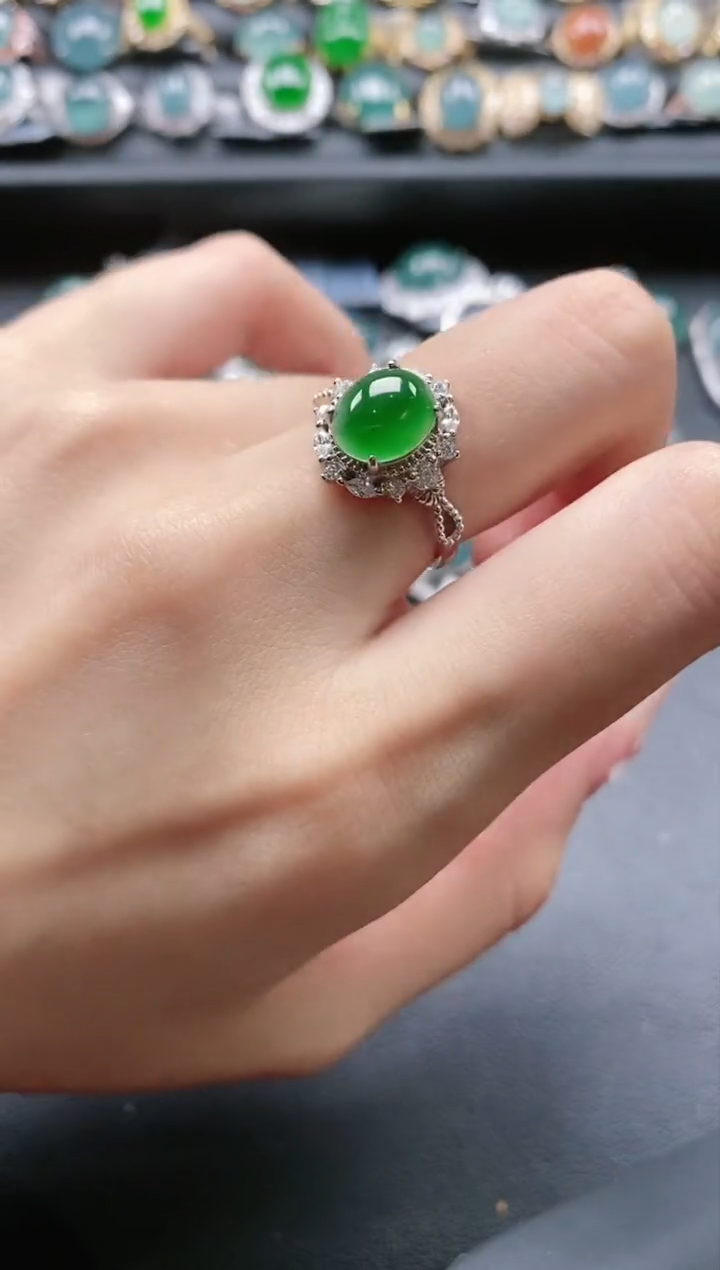 【闪购商品】翡翠戒指银S925镶嵌51511