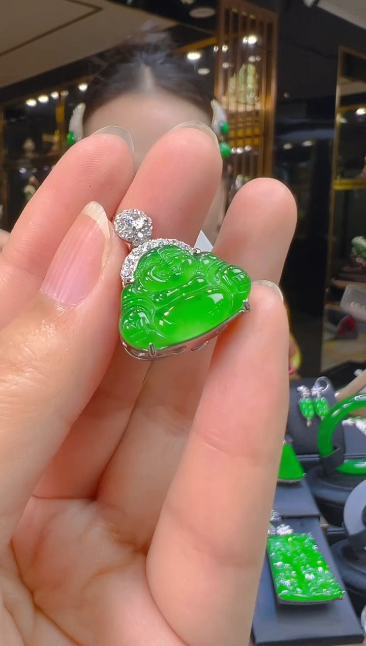 翡翠银S925镶嵌吊坠(赠链)115（多样性发其一）