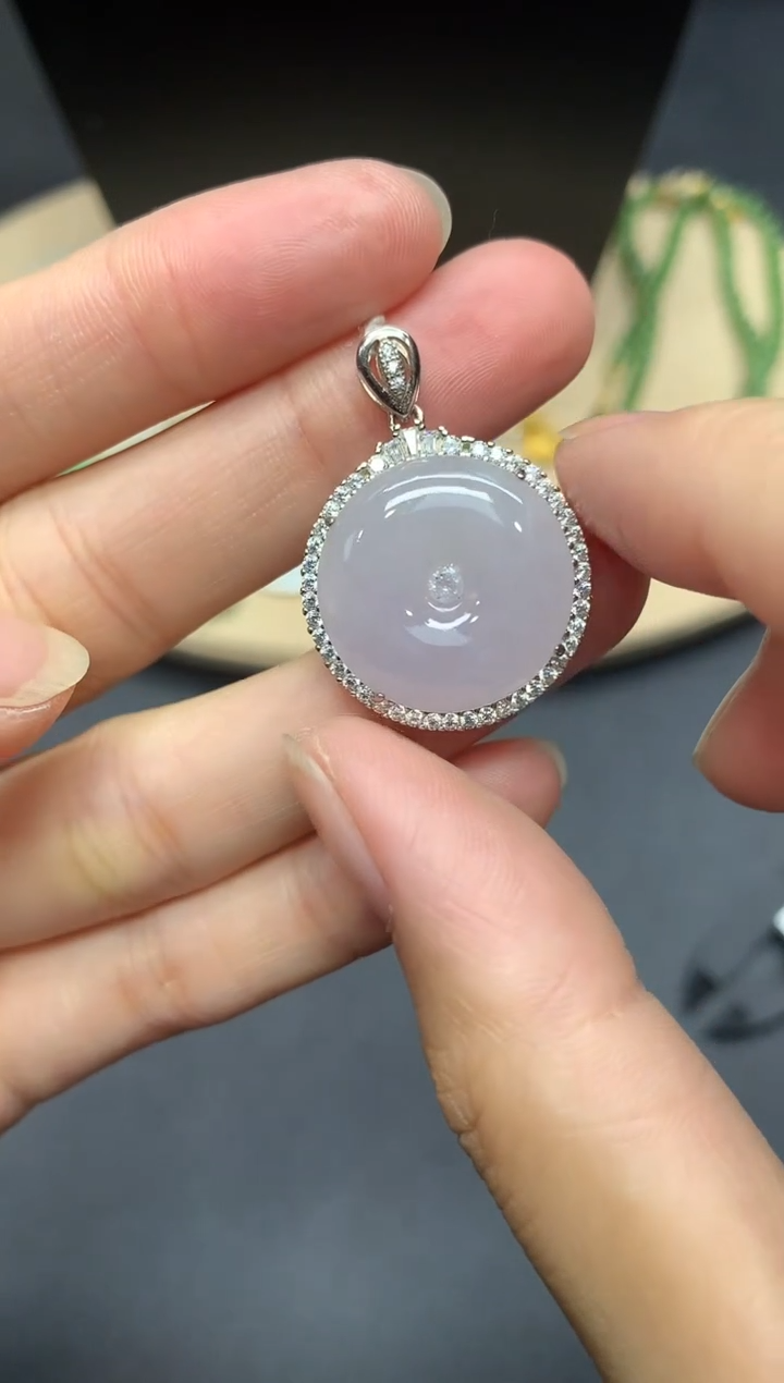 【闪购商品】翡翠吊坠(不含链)银S925镶嵌平安扣【多样性发其一】