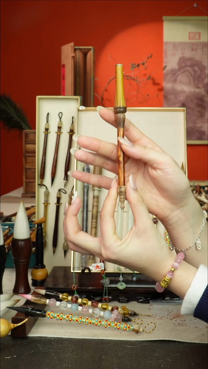 48号闪孤品高货毛笔链接 清水试笔 蘸墨不退