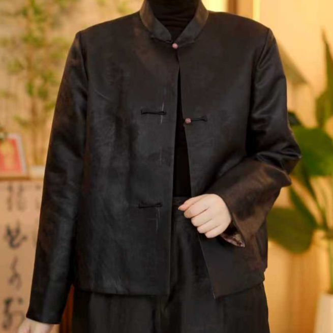 洋 新中式国风 2682057 时尚百搭重磅 大花提花桑蚕丝棉服 M60