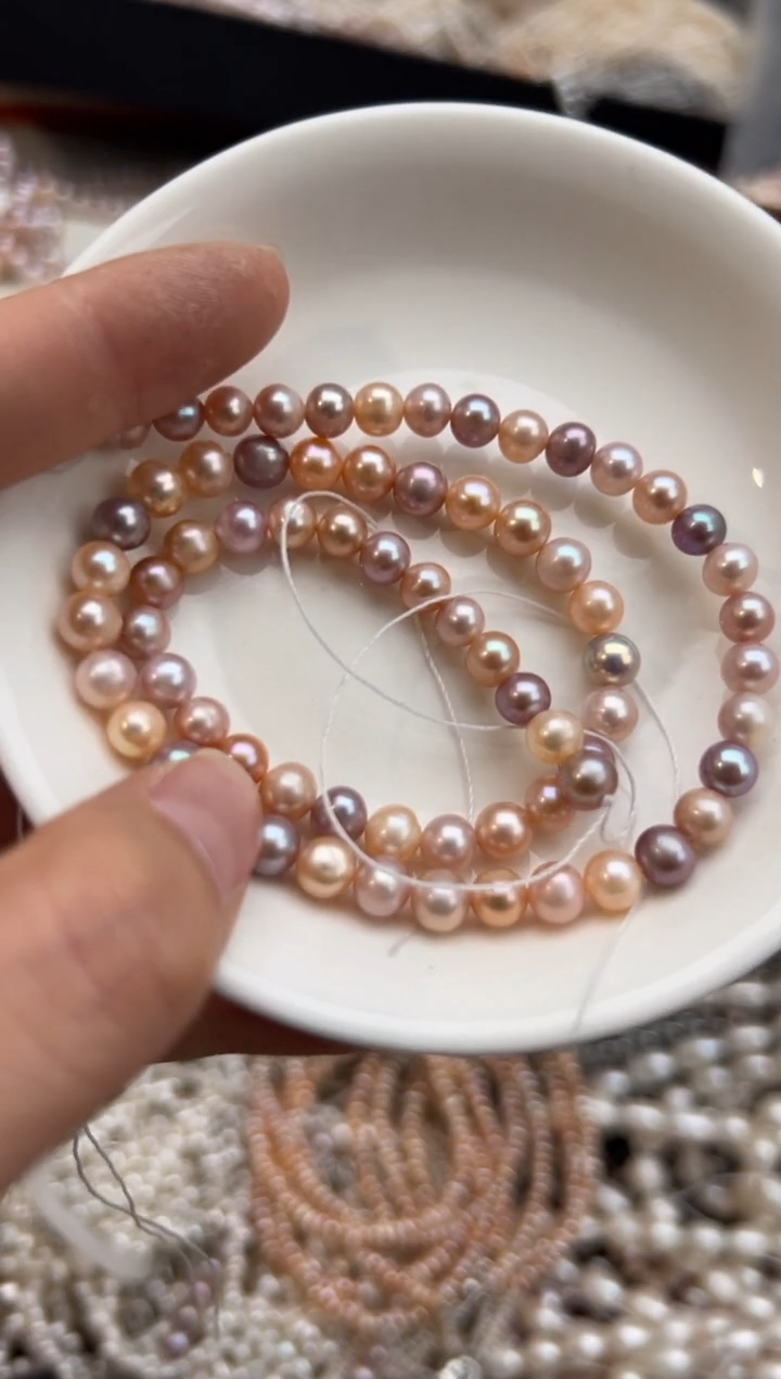 未镶嵌39淡水珍珠无核*强光珍珠项链糖果色5mm+