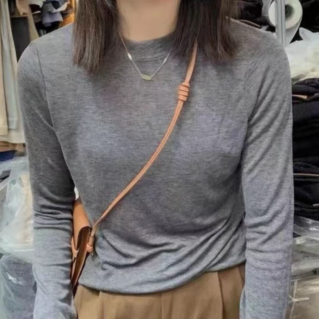 秋冬简约百搭纯色莫代尔打底衫S114