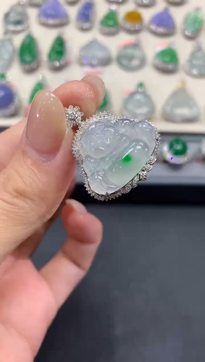 【闪购商品】翡翠吊坠(不含链)18K金镶嵌a106        