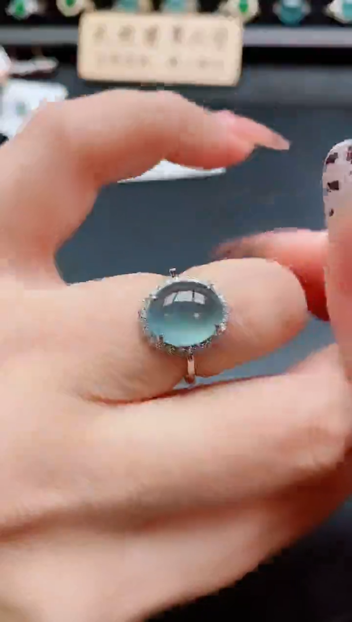 银S925镶嵌戒指翡翠1