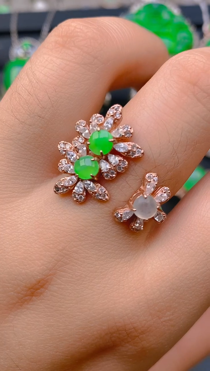 【闪购商品】翡翠戒指银S925镶嵌天然A货翡翠1