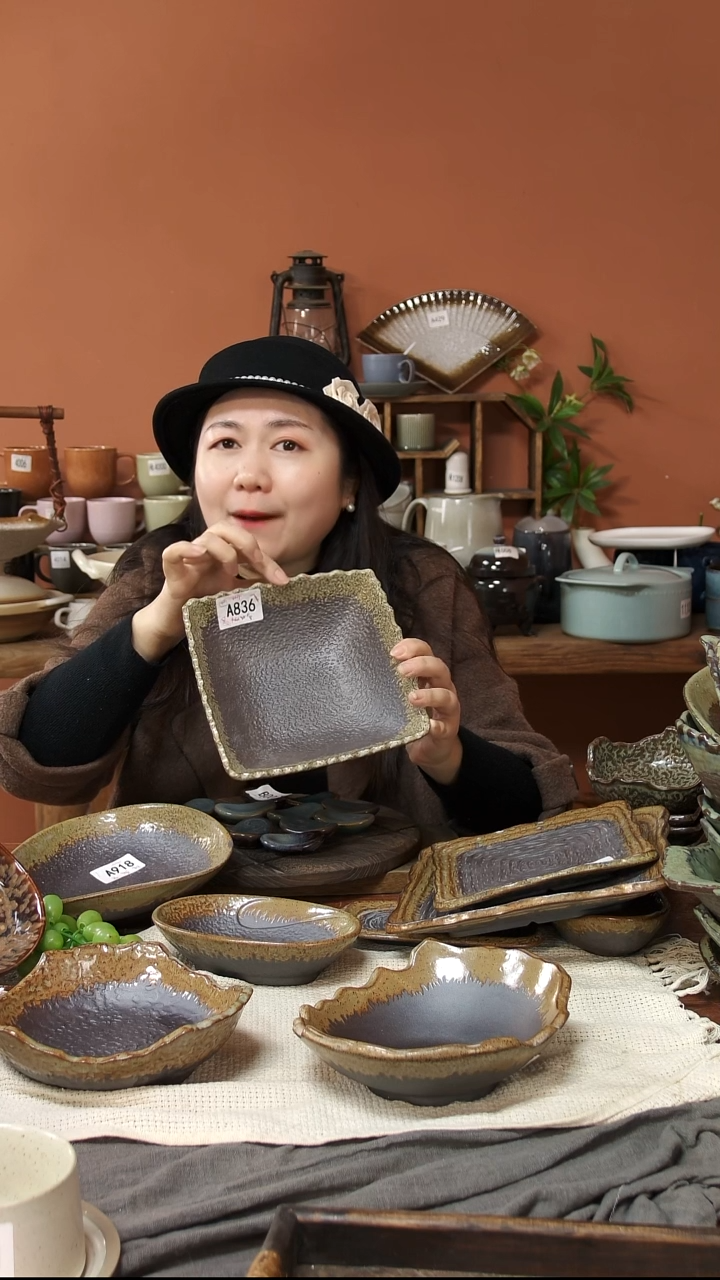 陶瓷A836 一只粗陶方碗微瑕18*6.5