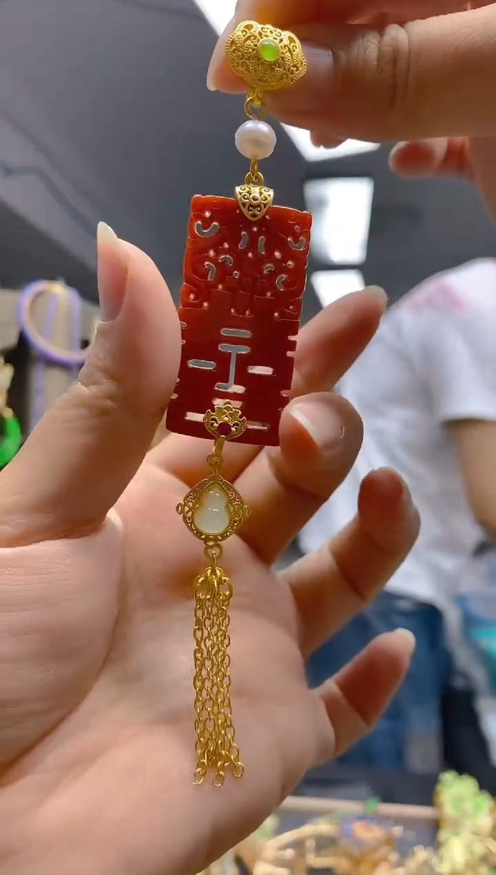 【闪购商品】翡翠耳饰合金0195翡翠压襟