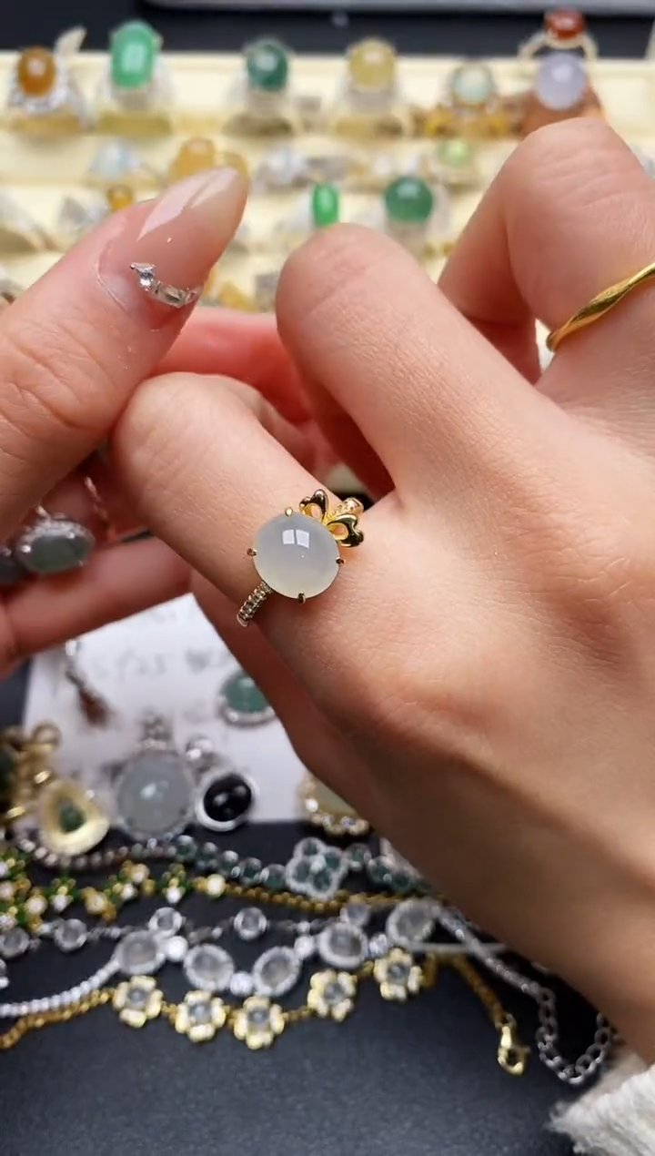 【闪购商品】翡翠戒指银S925镶嵌11111+9