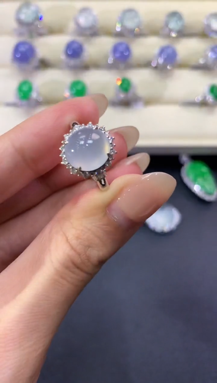 【闪购商品】翡翠戒指18K金镶嵌a176紫货有色差