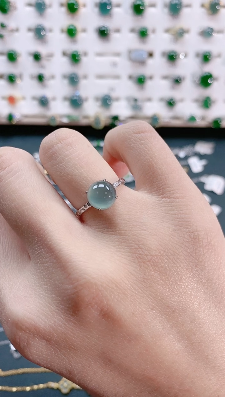 【闪购商品】翡翠戒指银S925镶嵌天然翡翠