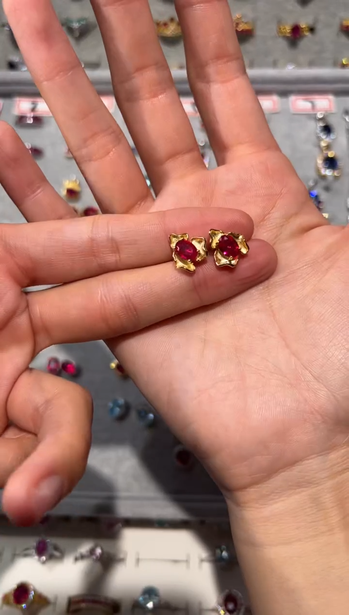 【闪购商品】红宝石耳饰银S925镶嵌41651