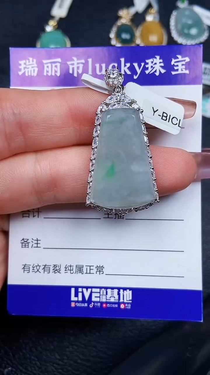颈饰银S925镶嵌翡翠5092