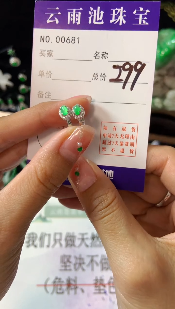 【闪购商品】翡翠耳饰银S925镶嵌翡翠