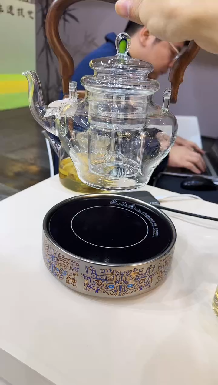 晶焱天坛祈福壶透明+电陶炉亮银色 晶焱金标