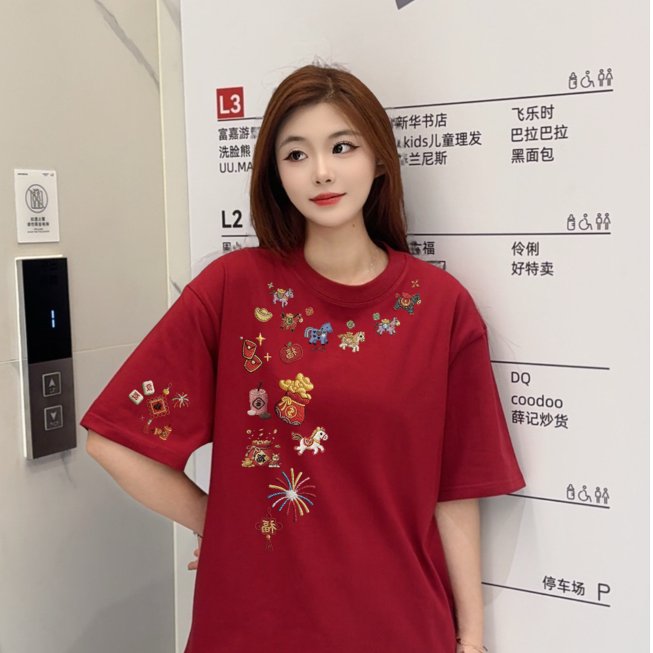 休闲风卡通动漫短袖圆领印花T恤情侣