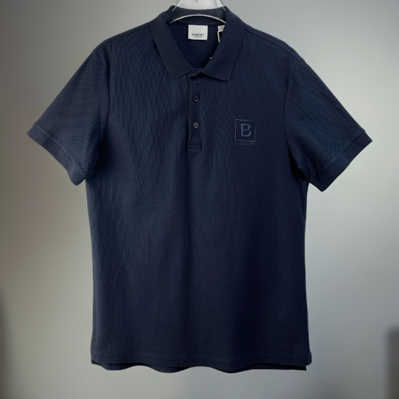 99新 BURBERRY/博柏利 17359674 刺绣logo翻领POLO衫 藏青色XXL码