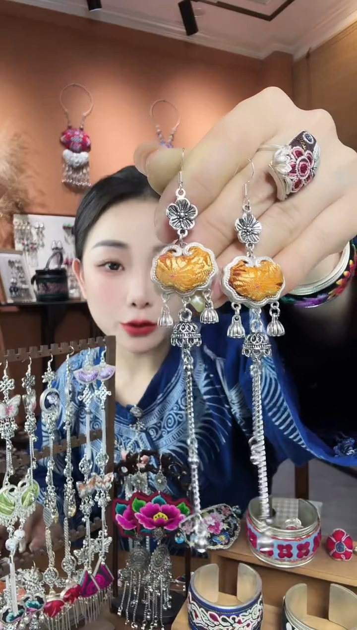 刺绣纯手工民族风耳环