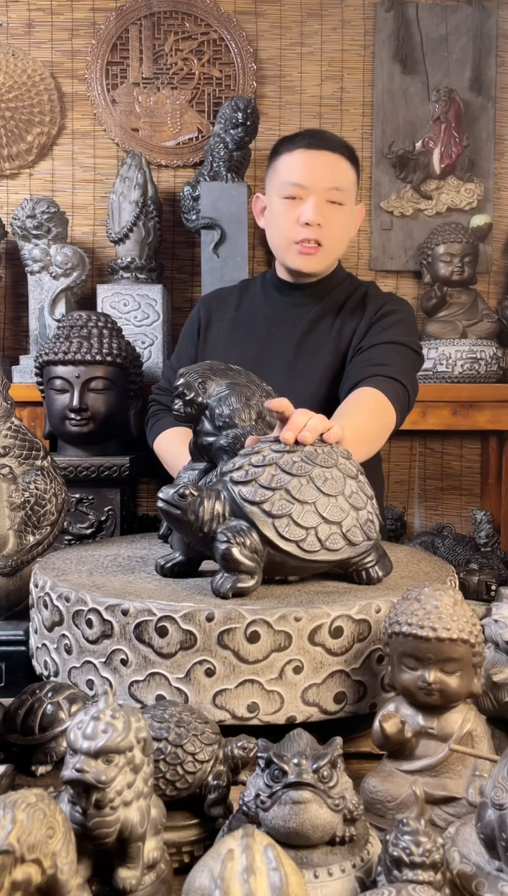 【闪购商品】30金钱龟天然青石雕刻