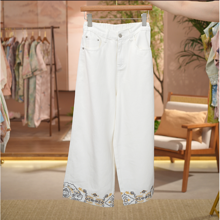《 玉溪-休闲裤》新中式刺绣时尚休闲高腰显瘦休闲裤