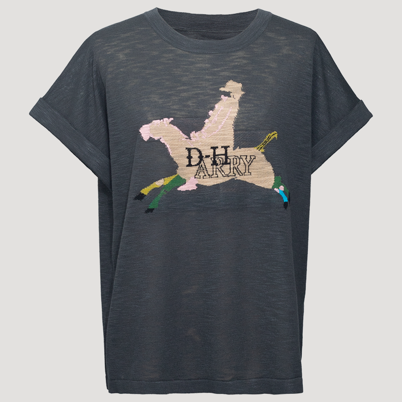 D-HARRY/迪哈利2025夏季新款卡通印花灰色短袖T恤DH252C90503T