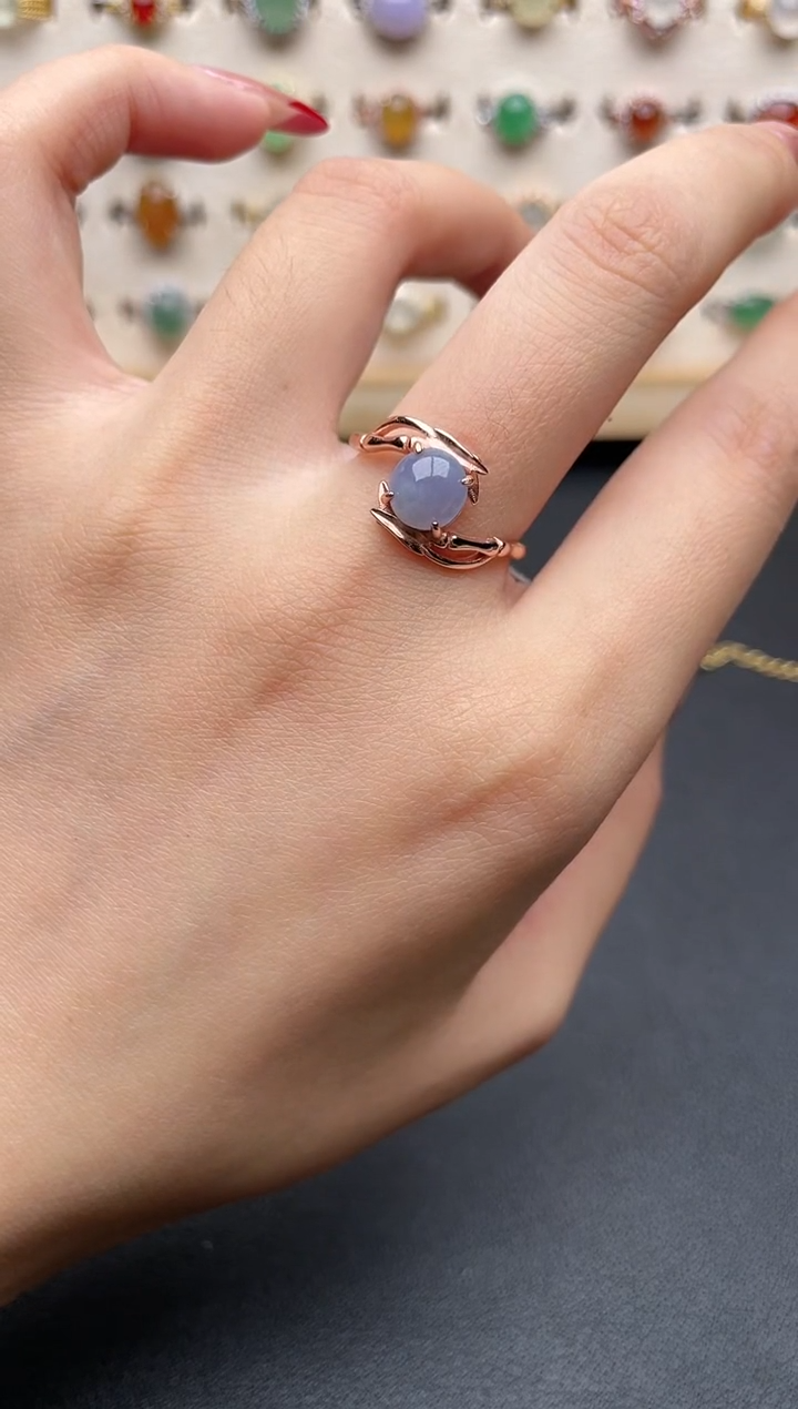 【闪购商品】翡翠戒指银S925镶嵌一物一证一礼盒