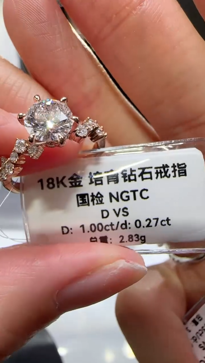 【闪购商品】实验室培育钻石18K金镶嵌1克拉玫瑰金设计款11号