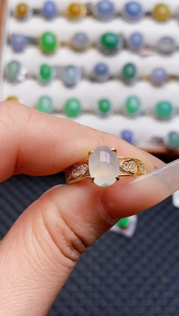 银S925镶嵌戒指翡翠5673