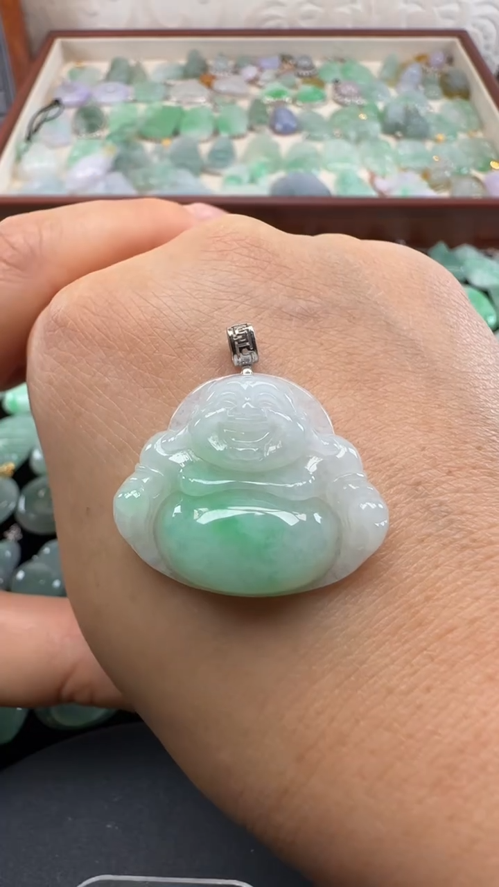 吊坠(不含链)18K金镶嵌翡翠佛公