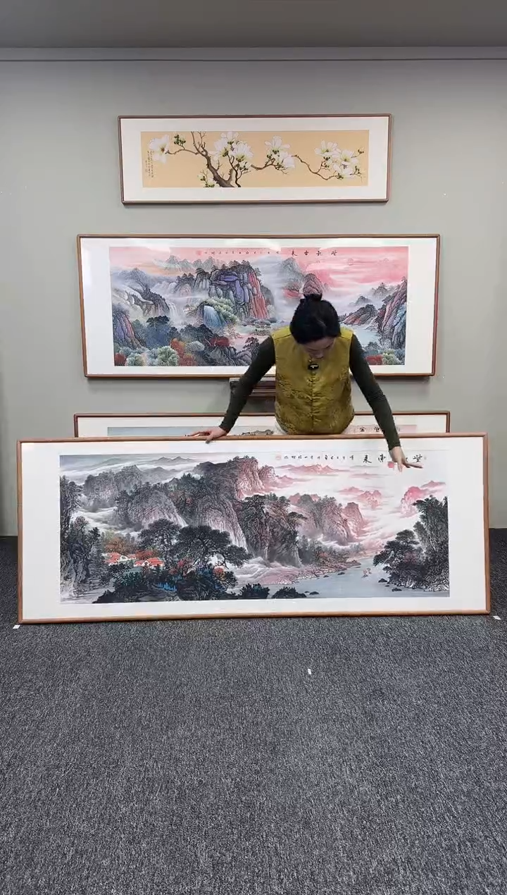 国画紫气东来20*80