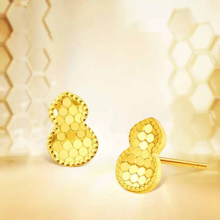 铜合金琉璃耳饰 轻奢碎冰冰气质耳钉小众精致女款小巧饰品金色