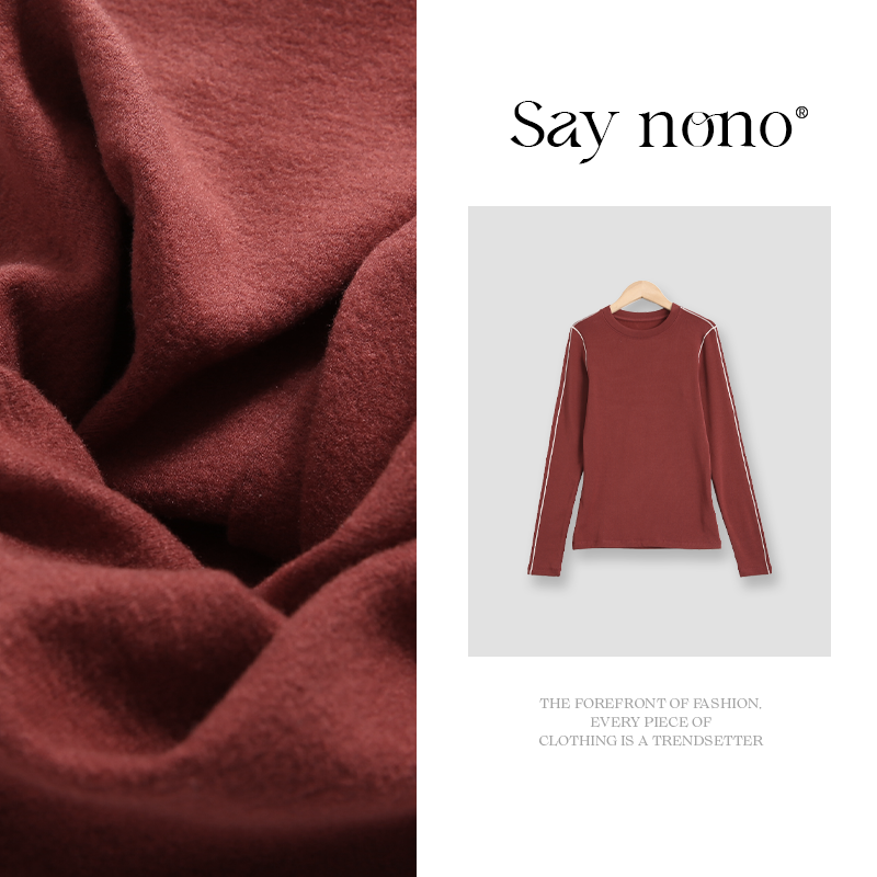 懒猫nono│Saynono 撞线设计羊毛天丝莱赛尔圆领打底衫/XXYXH10