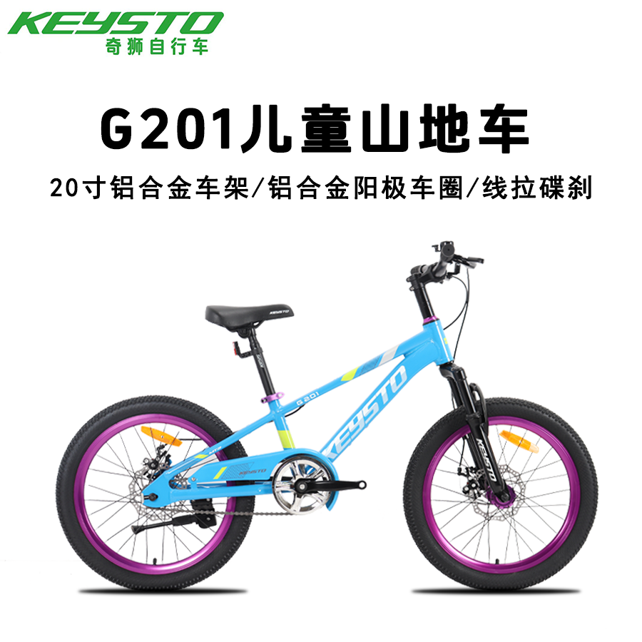 奇狮G201童车20寸儿童自行车男孩小学生中童减震变速山地碟刹单车
