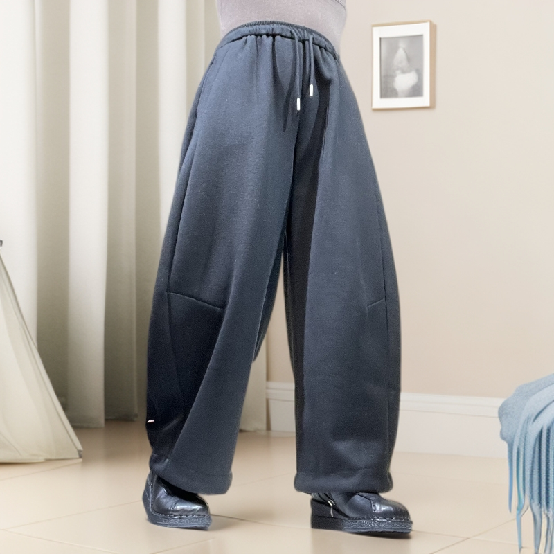 时尚站（A3.B3）女士松紧腰净面加厚阔脚休闲裤9108