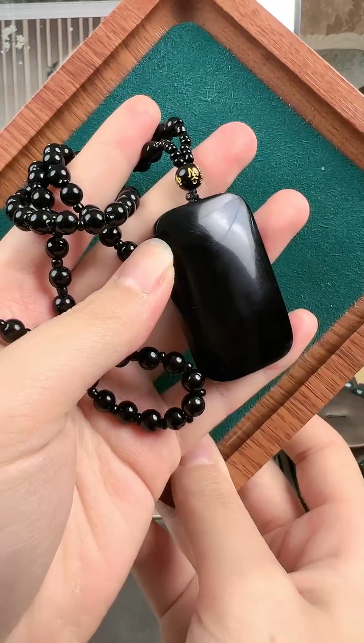 【闪购商品】和田玉颈饰未镶嵌新疆和田玉墨玉无事牌吊坠