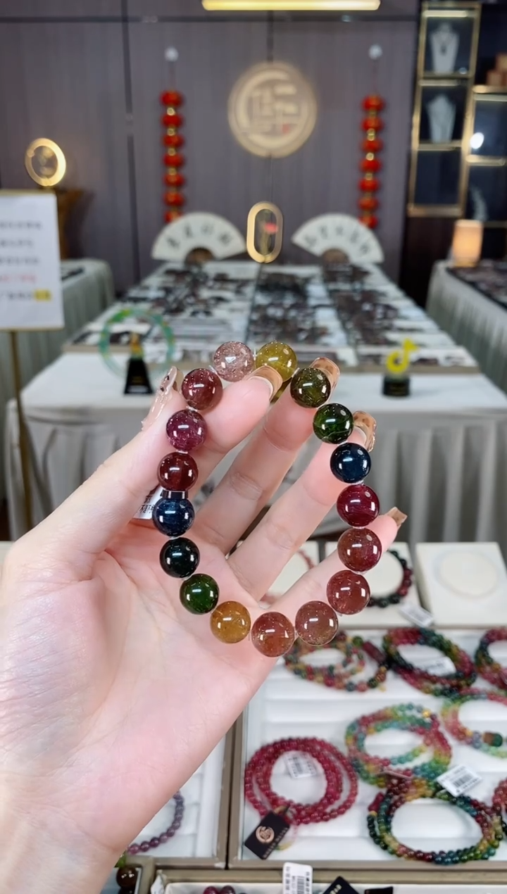 未镶嵌冰透体老矿碧玺单圈手串11mm+碧玺dan多样性发货一条