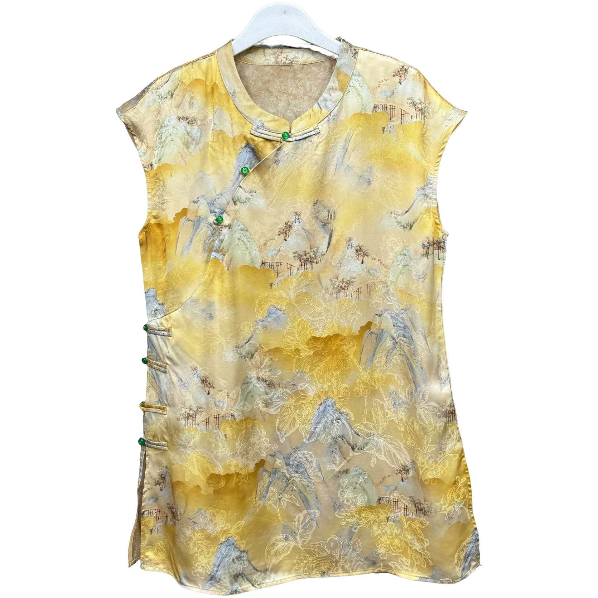 【花语】夏季2025新款上衣小衫新中式女装国风立领提花无袖