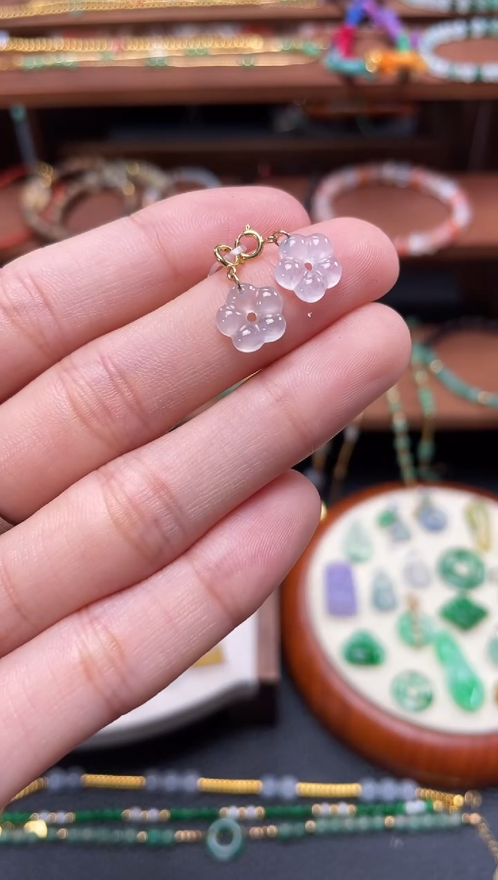 【闪购商品】翡翠吊坠(不含链)18K金镶嵌2个  JK348