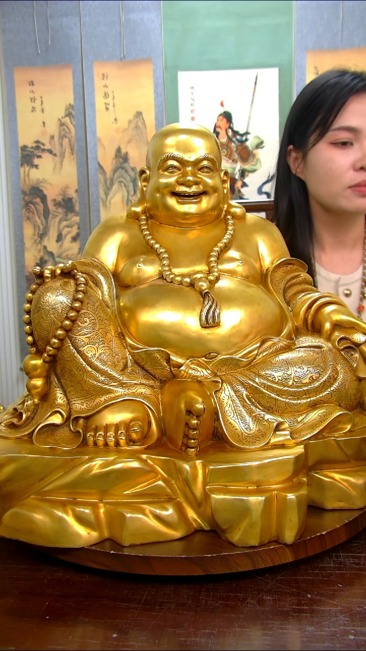 【闪购商品】紫铜鎏金 38分弥勒佛M20511-Z