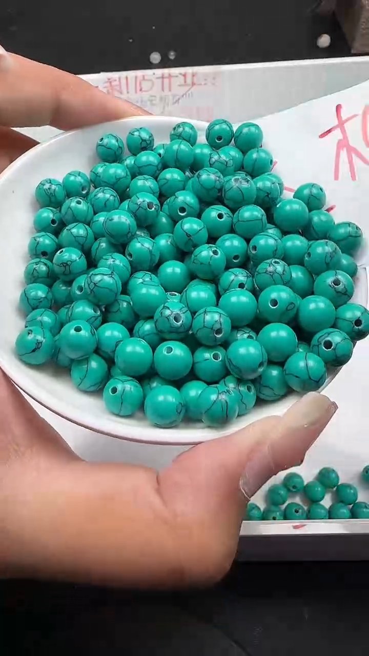 未镶嵌菱锰矿珠宝半成品绿松N1170卡8MM25颗
