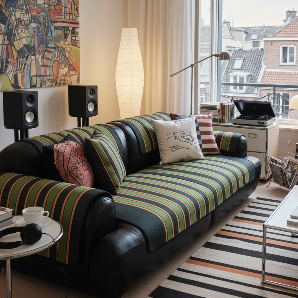 复古绿色美式条纹冰丝沙发垫夏季夏天款坐垫耐磨防滑沙发巾套罩盖