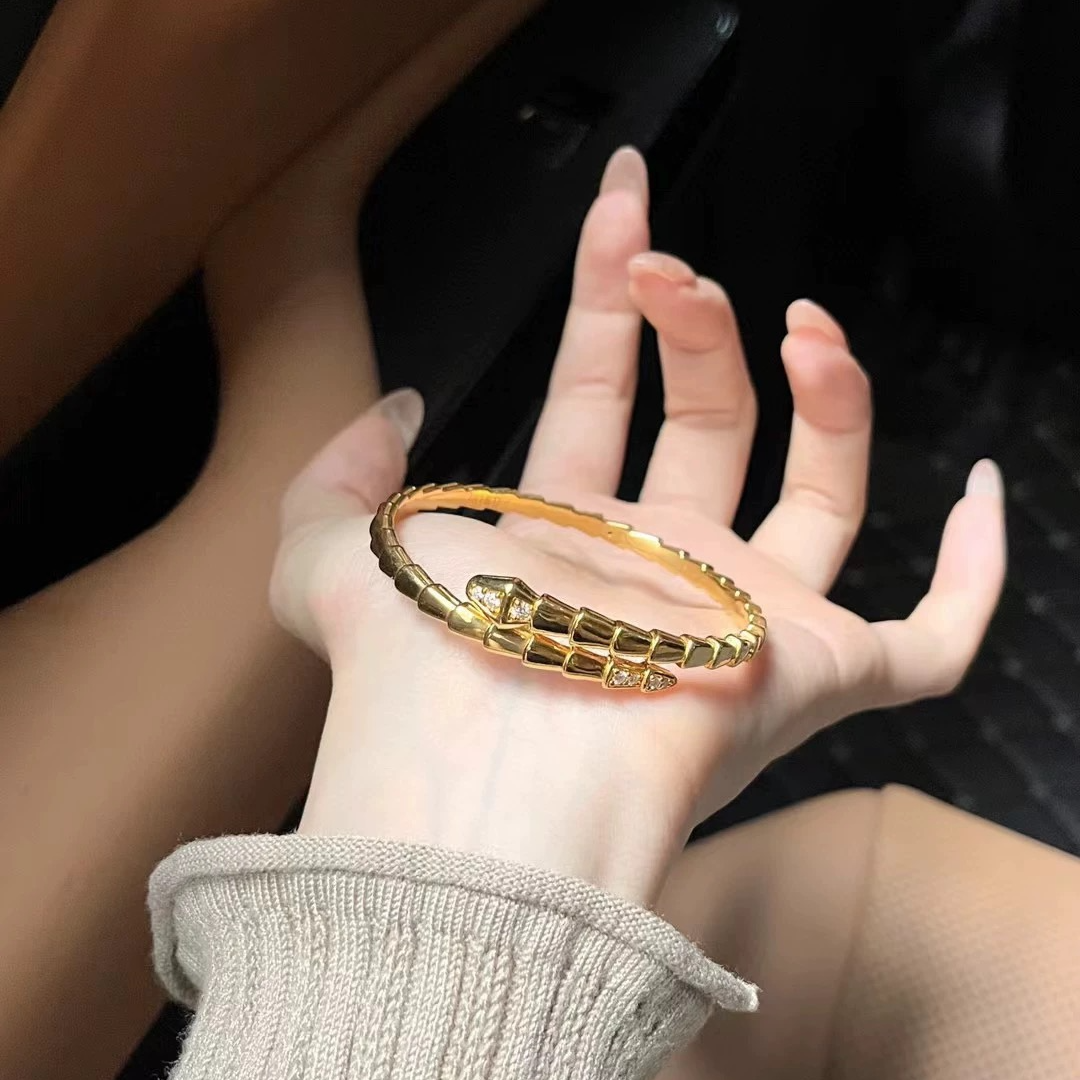 足银手镯  卡5蛇手镯开口可调节简约时尚气质经典百搭轻奢