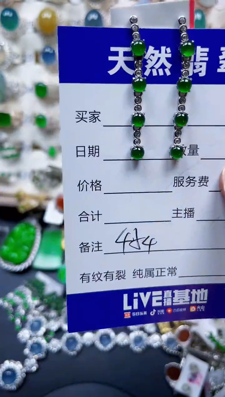 银S925镶嵌翡翠耳饰454